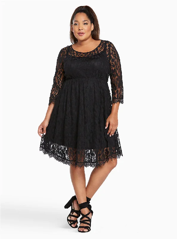 lace v-hem skater dress - 18