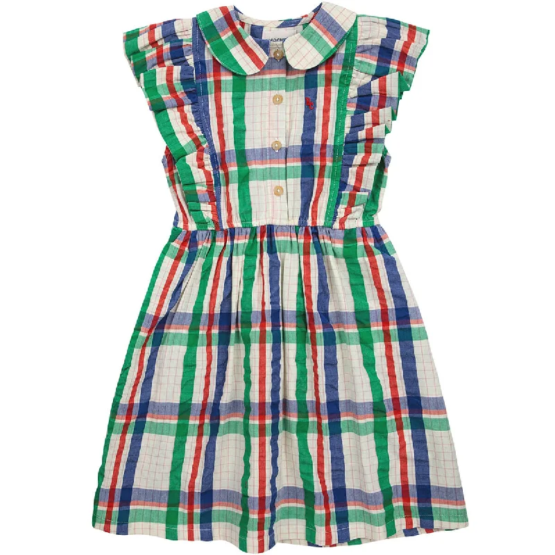 Madras Checks Ruffle Woven Dress by Bobo Choses