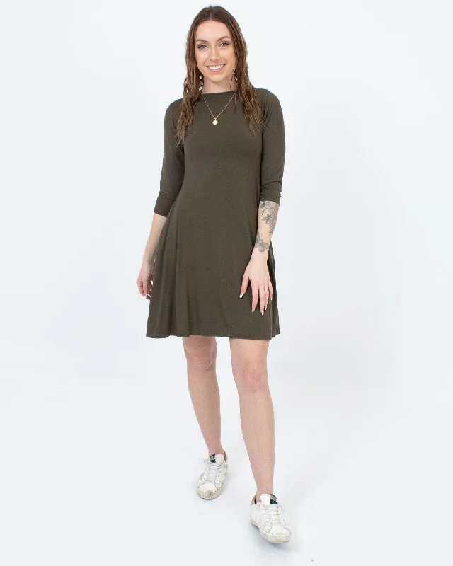 Olive Green Knee Length Dress