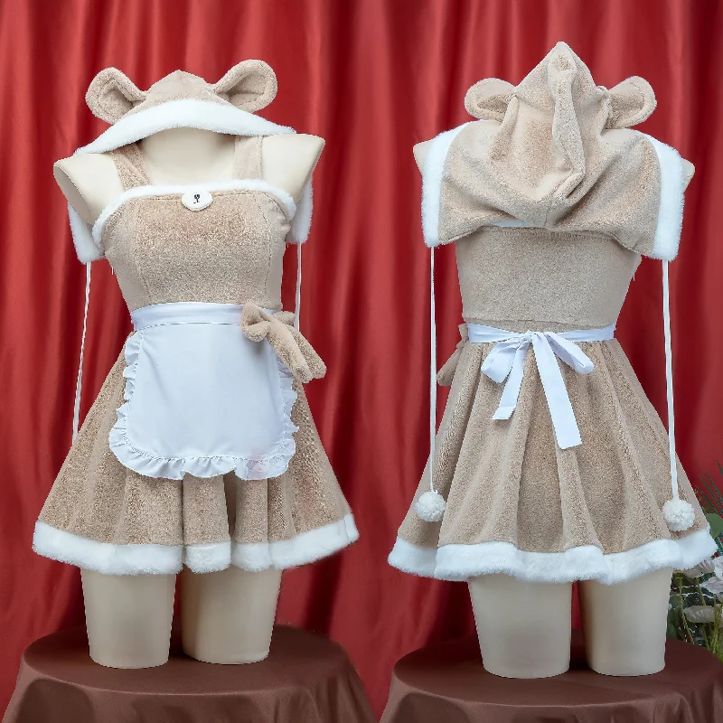 Plush bear suspender dress yv50367