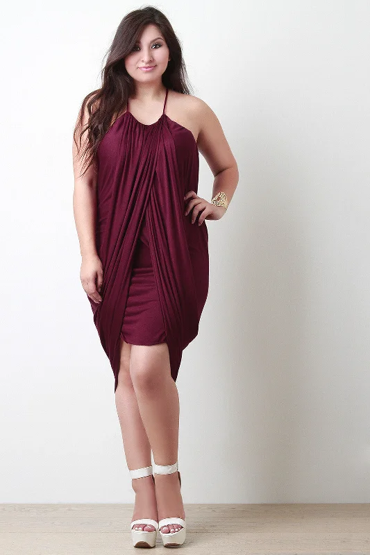 Round Gathered Neckline Dress