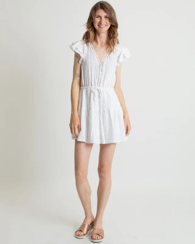 White Flutter Sleeve Dress