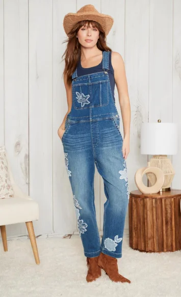 Driftwood Denim Patch Overalls