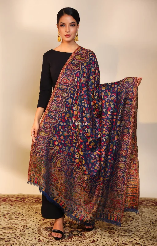 Pashtush Womens faux pashmina shawl, ethnic weave design, multi color