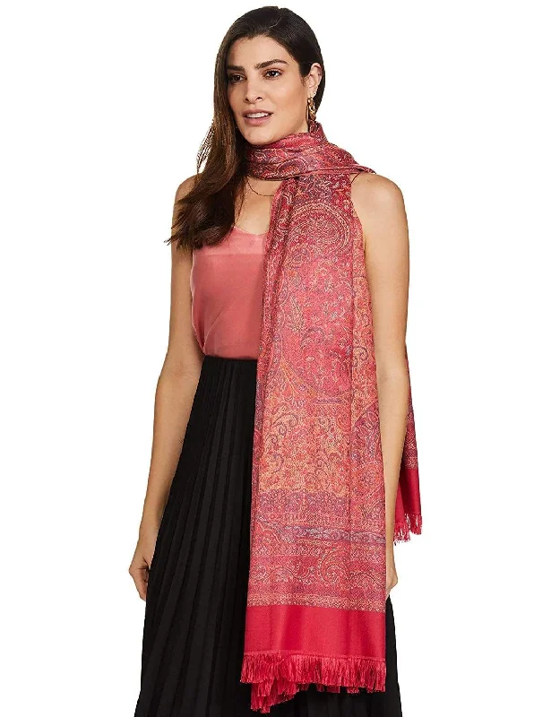 Pashtush Women'S Jamawar Shawl, Fuchsia