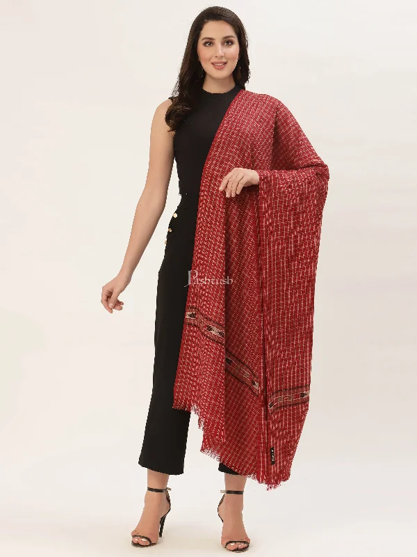 Pashtush Womens Aztec Weave Shawl From Himachal, Red