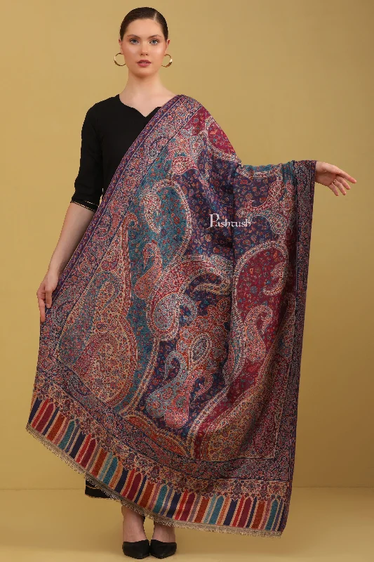 Pashtush Womens Faux Pashmina Shawl, Ethnic Paisley Weave Multicolour