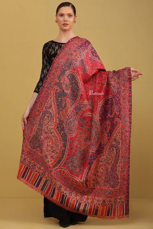 Pashtush Womens Faux Pashmina Shawl, Ethnic Pasiley Weave Design, Multicolour