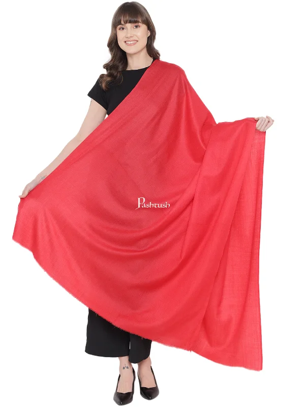 Pashtush Womens Fine Wool Shawl, Extra Soft, Basics Solid, Scarlet Red