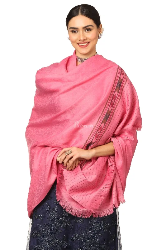 Pashtush Womens Fine Wool Aztec Weave Shawl, Soft And Warm, Pink