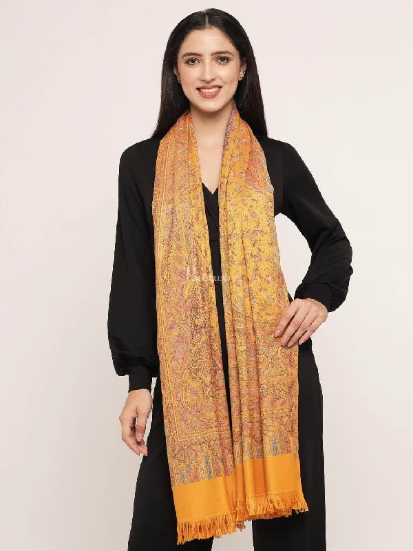 Pashtush Women's Jamawar Shawl, Mustard