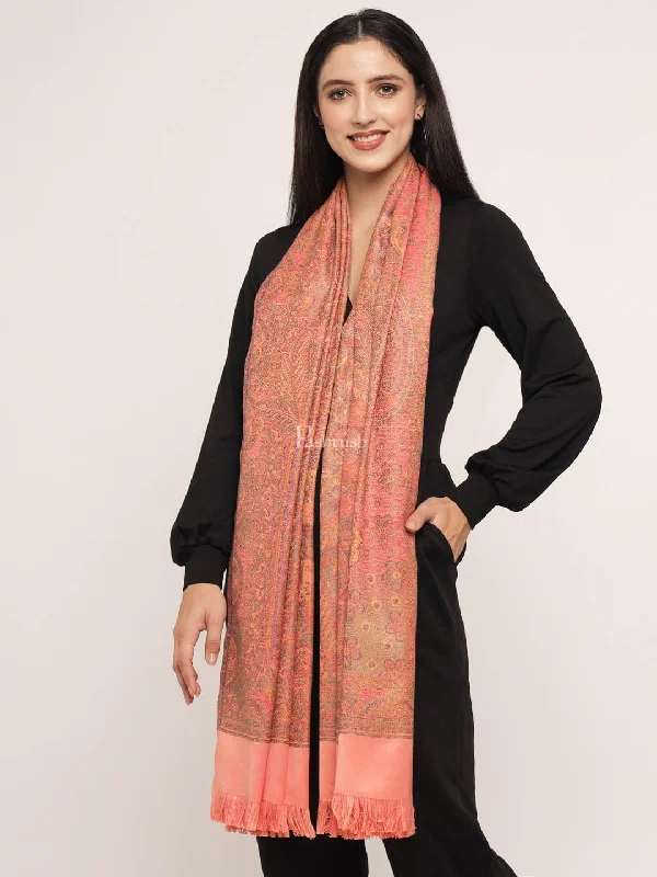 Pashtush Women's Jamawar Reversible Shawl, Peach