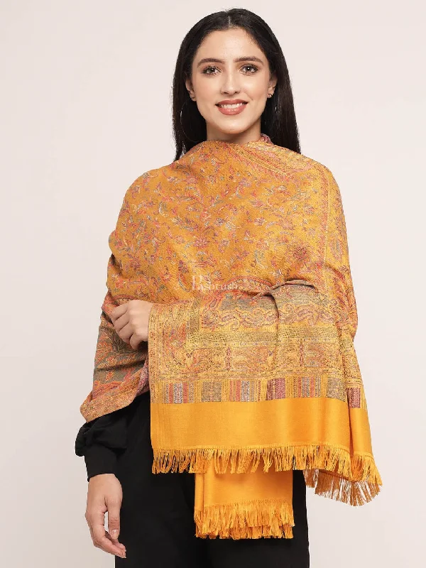 Pashtush Women's Jamawar Shawl, Mustard