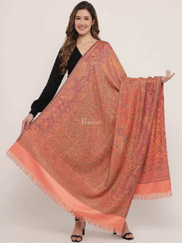 Pashtush Women's Jamawar Reversible Shawl, Peach