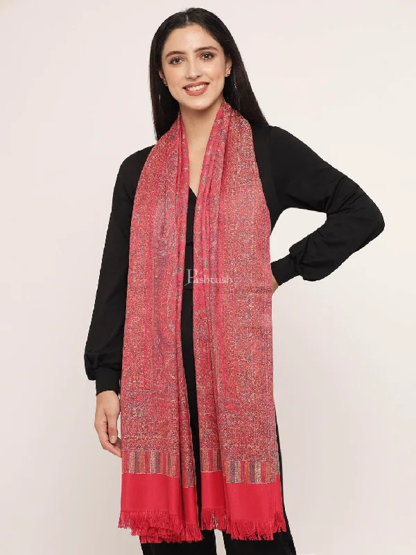 Pashtush Women's Jamawar Shawl , Pink