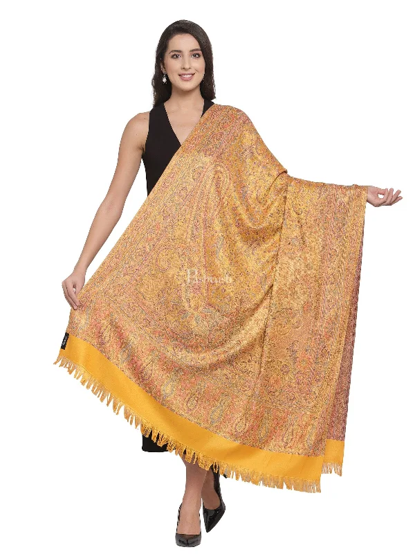 Pashtush Women's Jamawar Shawl, Mustard