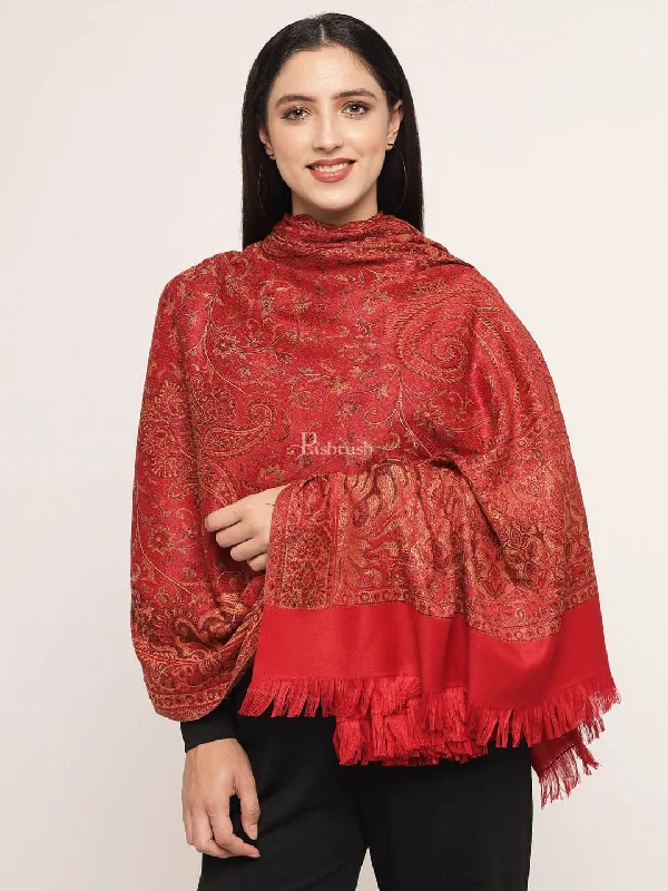 Pashtush Women'S Jamawar Shawl, RED