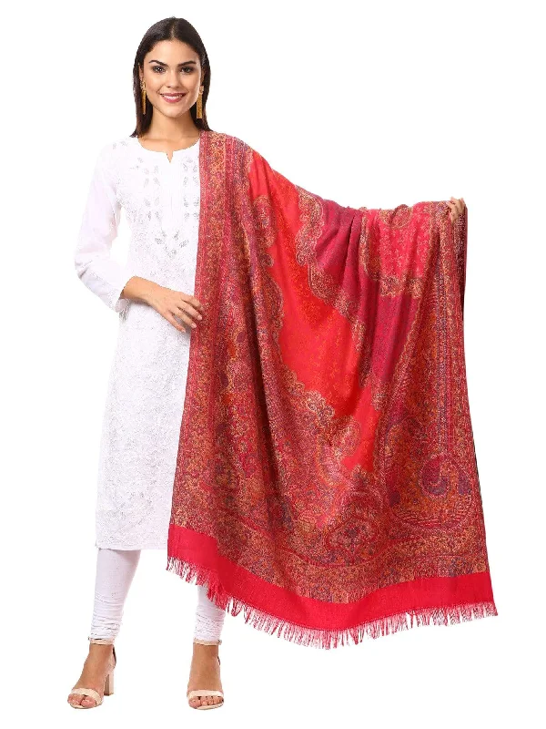 Pashtush Womens Jamawar Shawl, Soft Faux Pashmina - Pink