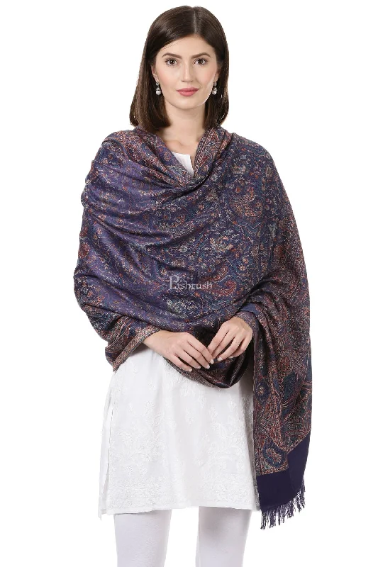 Pashtush Women'S Jamawar Shawl, Navy Blue