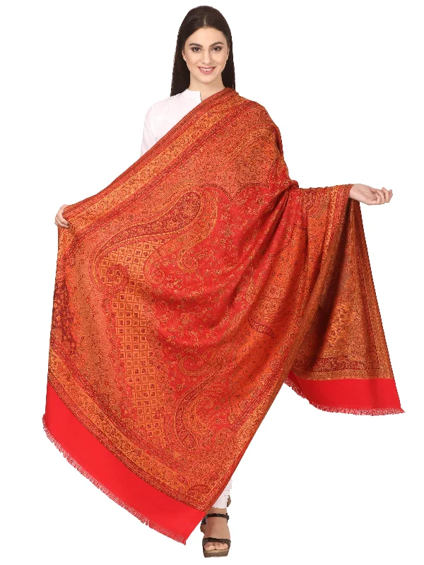 Pashtush Women'S Shawl, Faux Pashmina Design, Bright Red