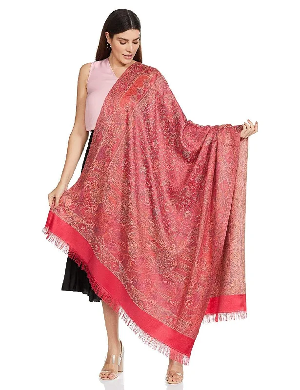 Pashtush Women'S Shawl, Faux Pashmina Design, Fuchsia