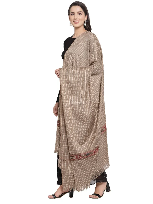 Pashtush Womens Aztec Weave Shawl From Himachal, Beige