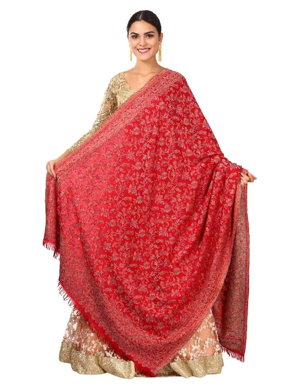 Pashtush Womens Ethnic Shawl, Faux Pashmina, Soft And Warm (Red) Maroon