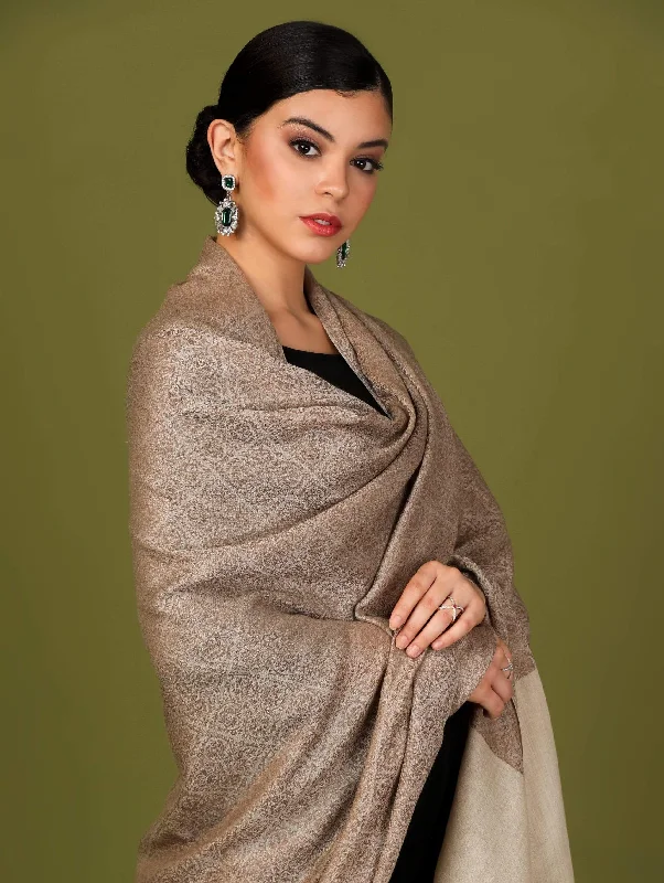 Pashtush Womens Extra Fine Wool Shawl, Jacquard, Soft, Warm And Ultra Light Weight