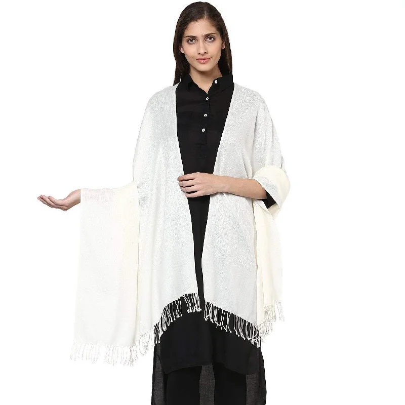 Pashtush Women'S Soft Shawl Pearl White Stole