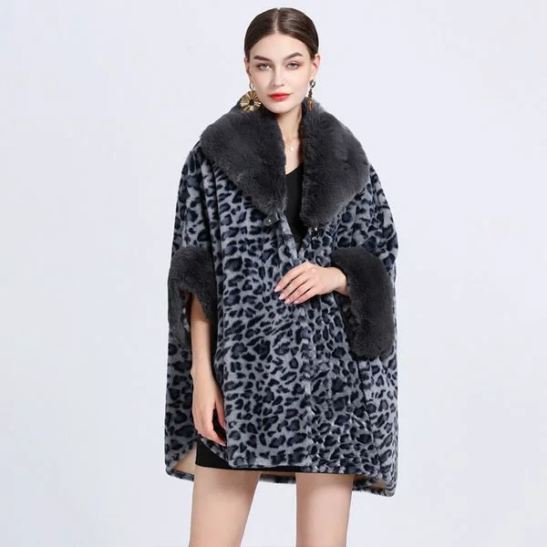 Winter Fashion wool coat Shawl thick Big fur collar