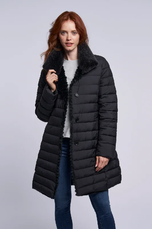 4255 Down coat reverses to genuine shearling