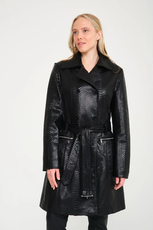 Black Python Leather Coat