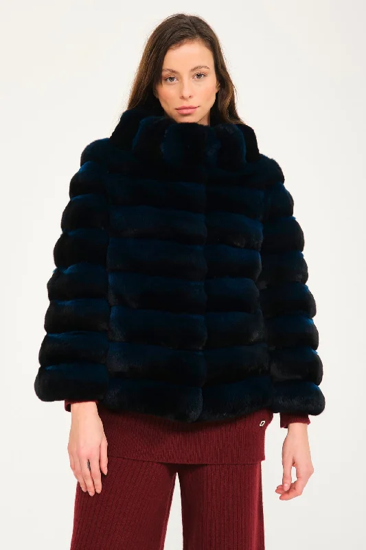 Petrol Blue Chinchilla Fur Coat