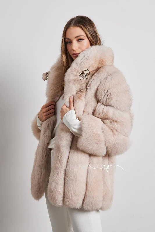 Portia Fox Fur Coat with Collar