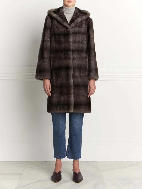 The Sharon Hooded Mink Fur Coat As Seen On Olivia Palermo