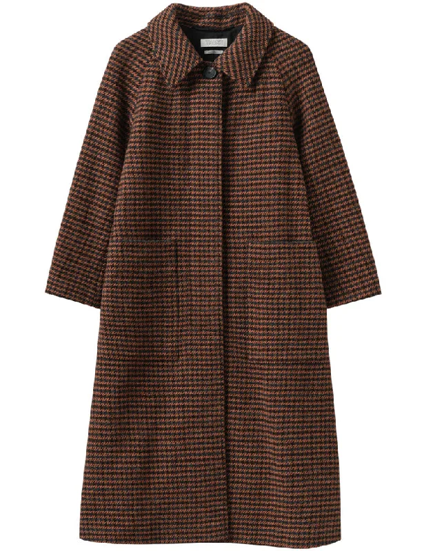 Toast Frankie Wool Houndstooth Raglan Coat Burnt Orange