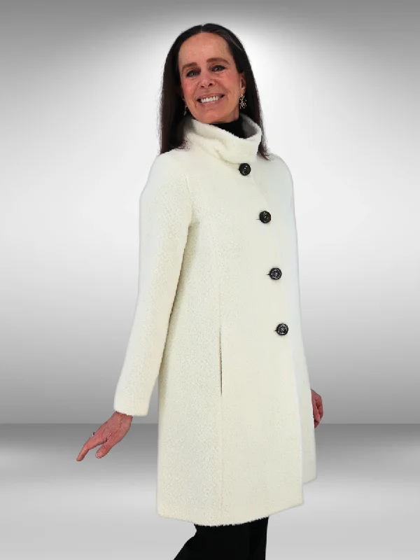 Women's SURI Alpaca Boucle Mid-Length Coat - Natural White