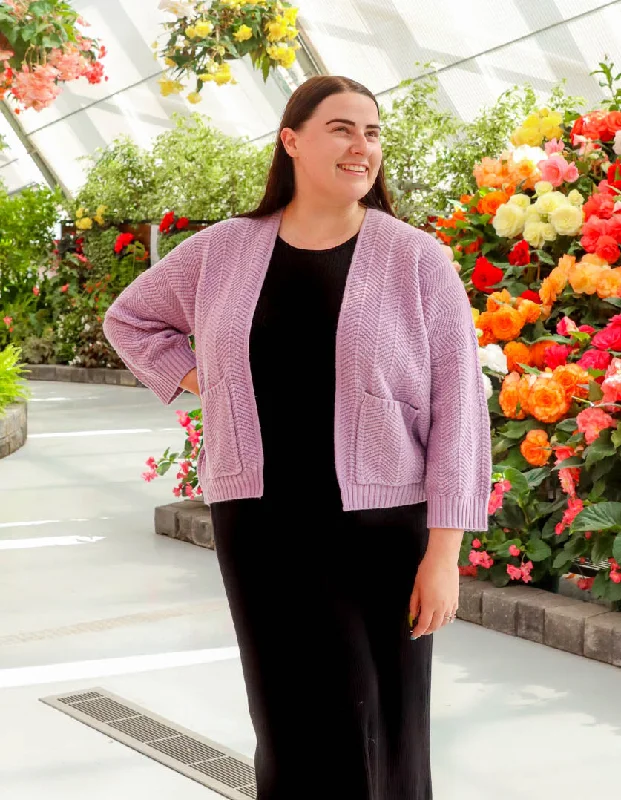 Ava Knit Cardigan Lilac in Merino Wool