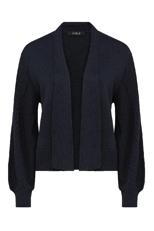 CABLE RIVIERA CABLE KNIT CARDIGAN  - NAVY