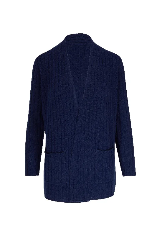 Kinross Easy Rib Cardigan in Navy