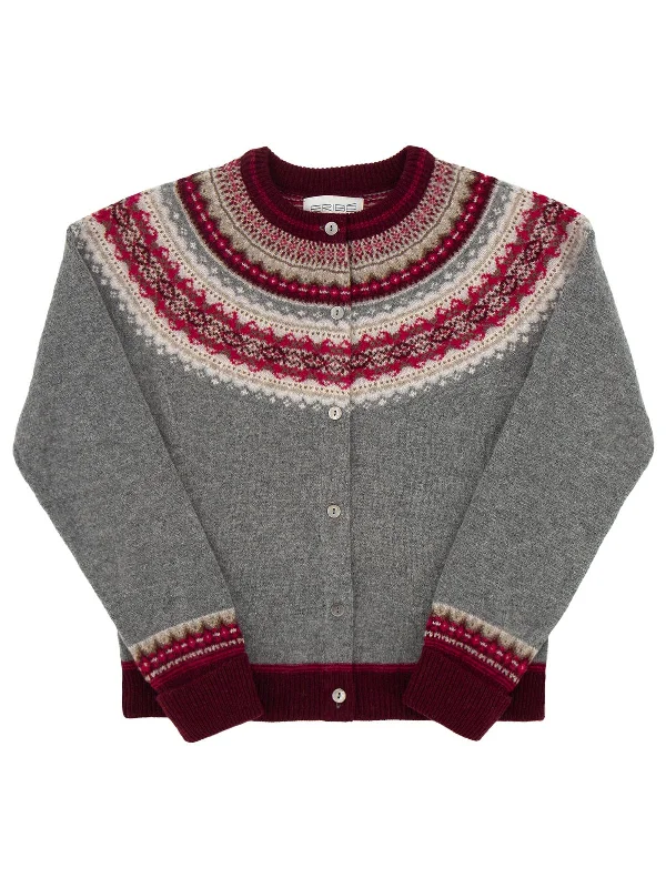 Merino Lambswool Alpine Cardigan - Grey Berry