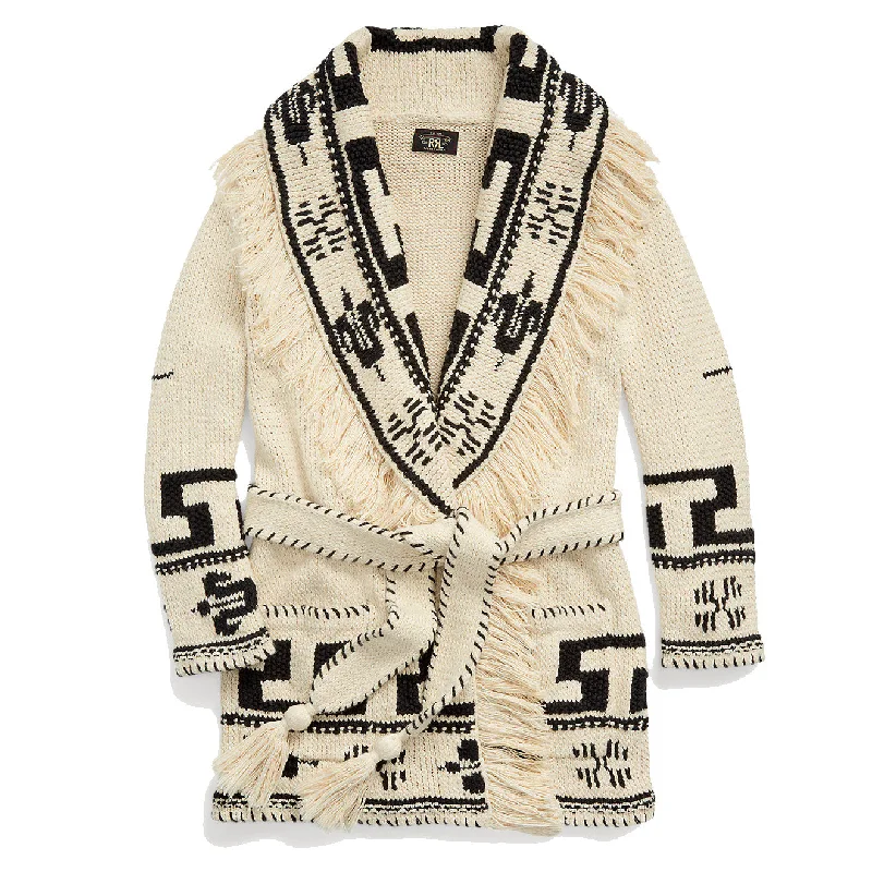 RRL by Ralph Lauren Womens Indigo Patchwork Shawl-Collar Cardigan Brown Multi