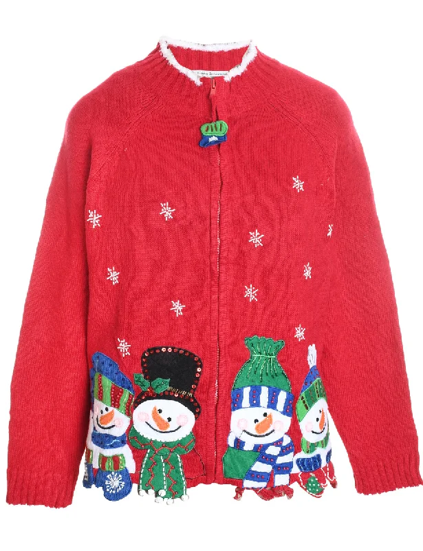 Snowman Christmas Cardigan - L