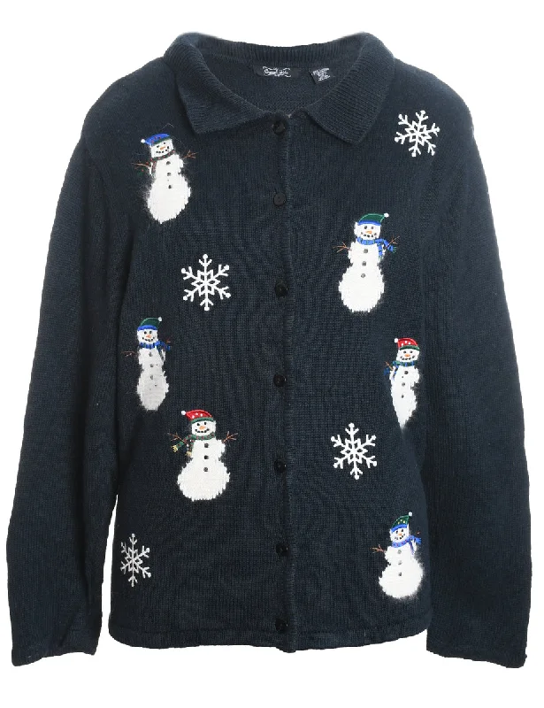 Snowman Christmas Cardigan - L