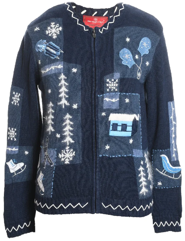 Snowman Christmas Cardigan - L