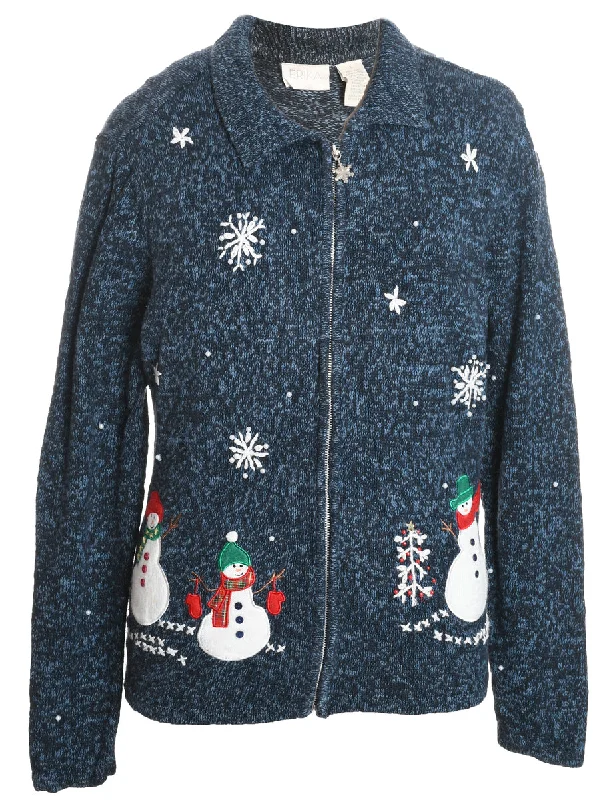 Snowman Christmas Cardigan - L