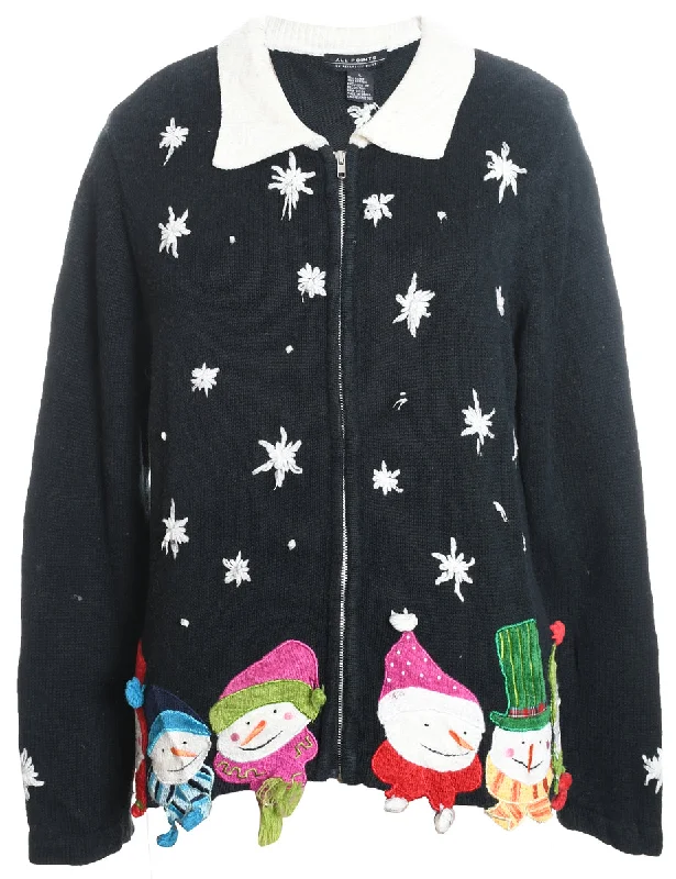 Snowman Christmas Cardigan - L