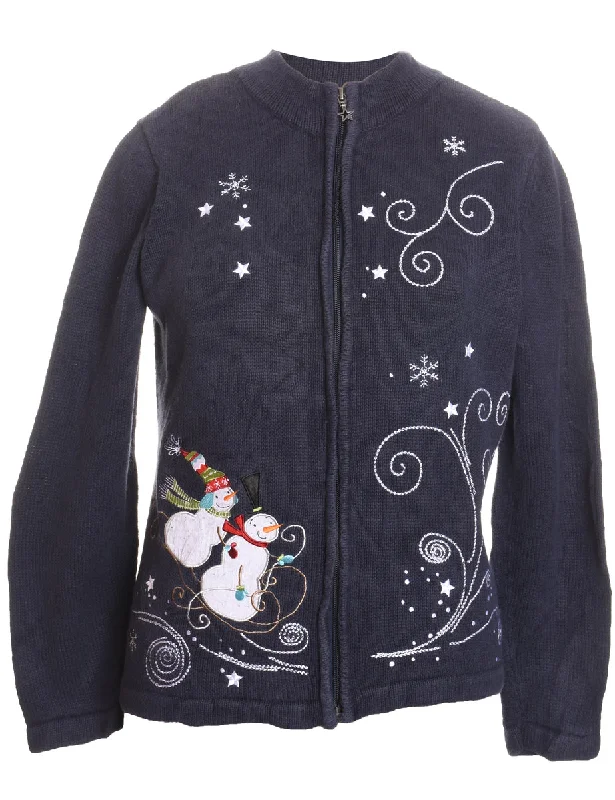 Snowman Christmas Cardigan - M