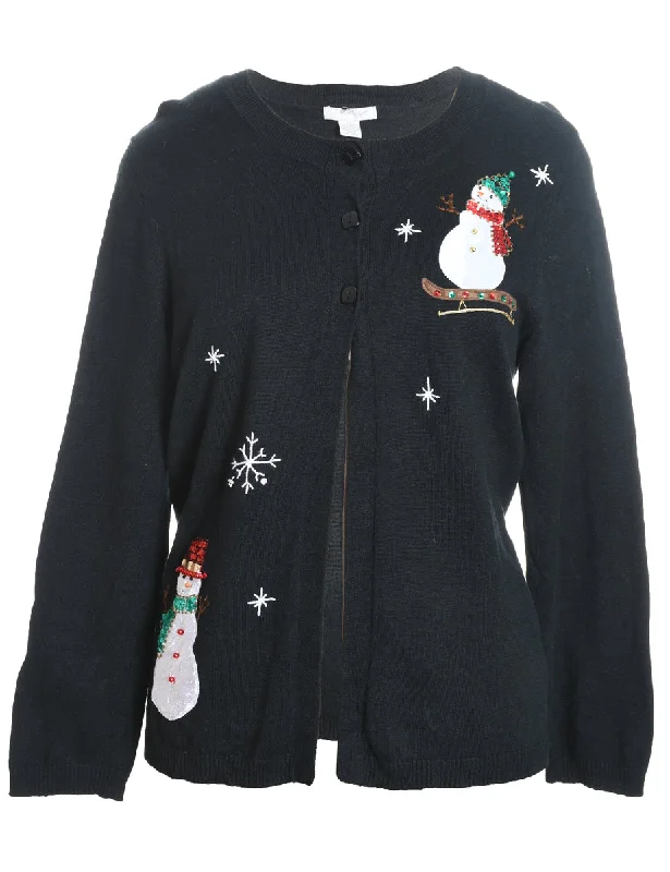 Snowman Christmas Cardigan - M