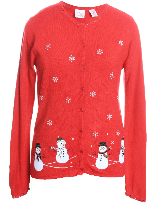 Snowman Christmas Cardigan - M